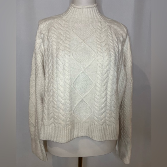 J.Crew Cable-knit RollneckT™ sweater in Supersoft yarn in heather ivory - Picture 7 of 10